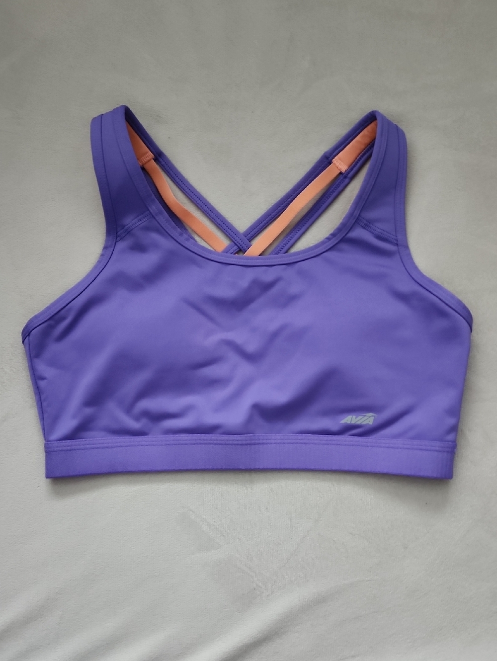 Avia Lavender Strappy Sports Bra with Peach Accent